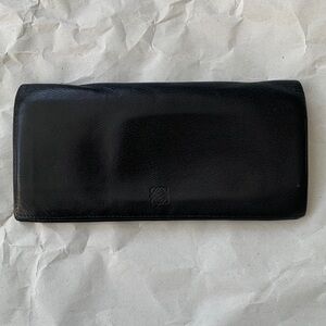 LOEWE Vintage‎ Black Pony Hair Calfskin Wallet Unisex Leather Bifold Spain